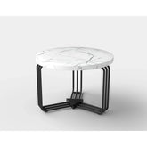 Măsuță de cafea albă cu detalii negre, ideală pentru un living modern – primabucata