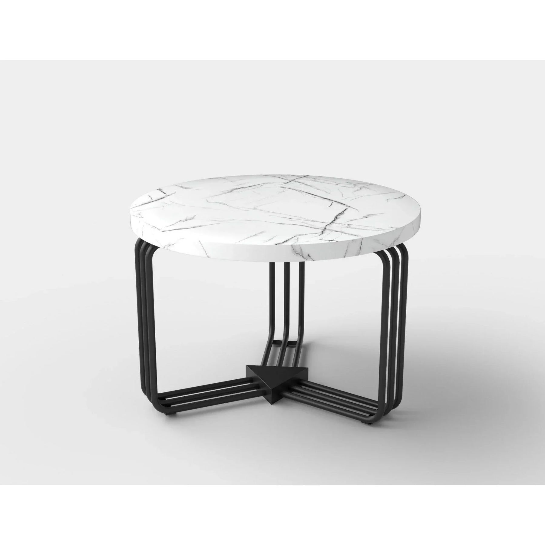 Măsuță de cafea albă cu detalii negre, ideală pentru un living modern – primabucata