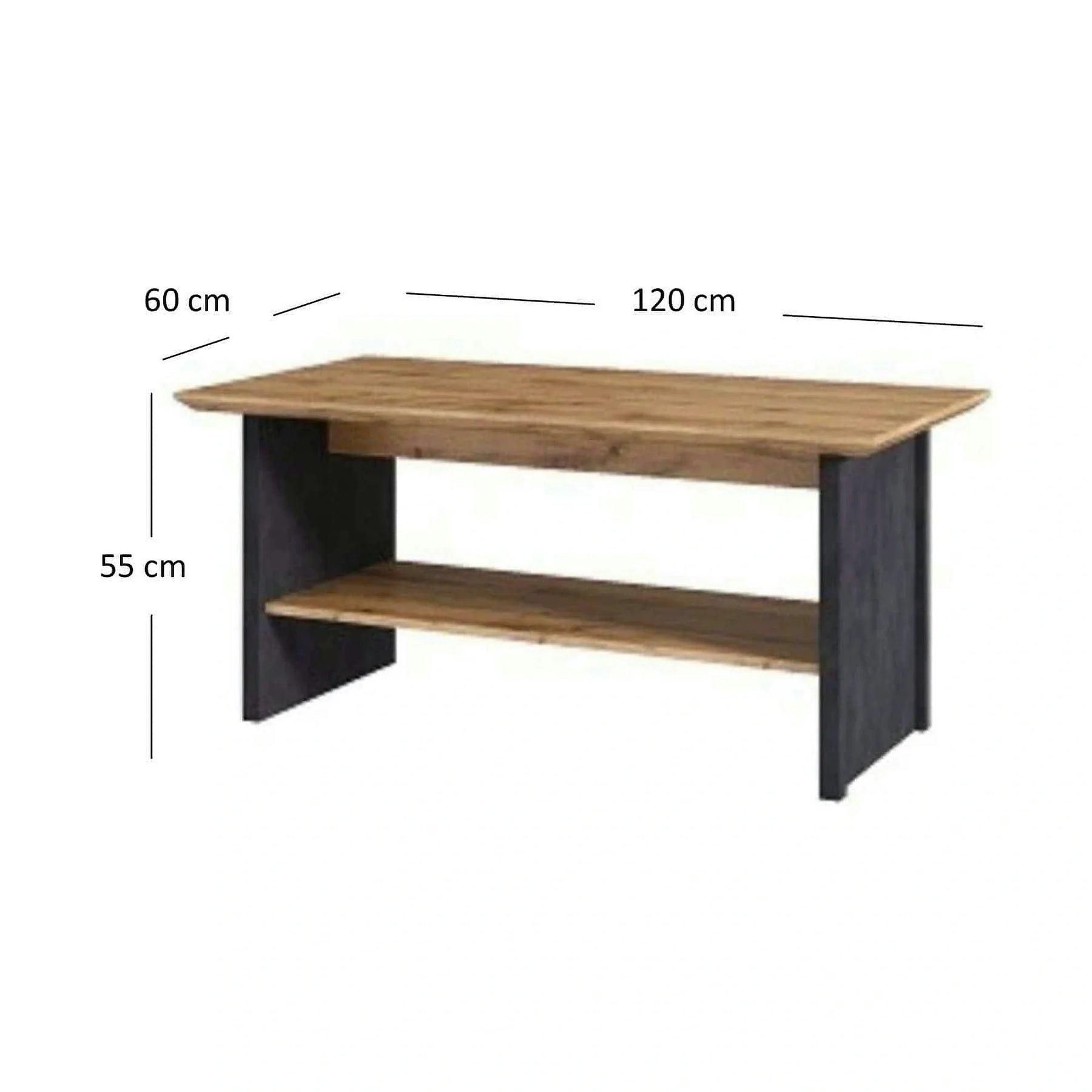 Masuta cafea NICOLE, PAL laminat, stejar wotan/gri antracit, 120×60×55 cm