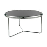 Masuta cafea SCARLET, negru/argintiu, sticla securizata/metal, 74x40 cm
