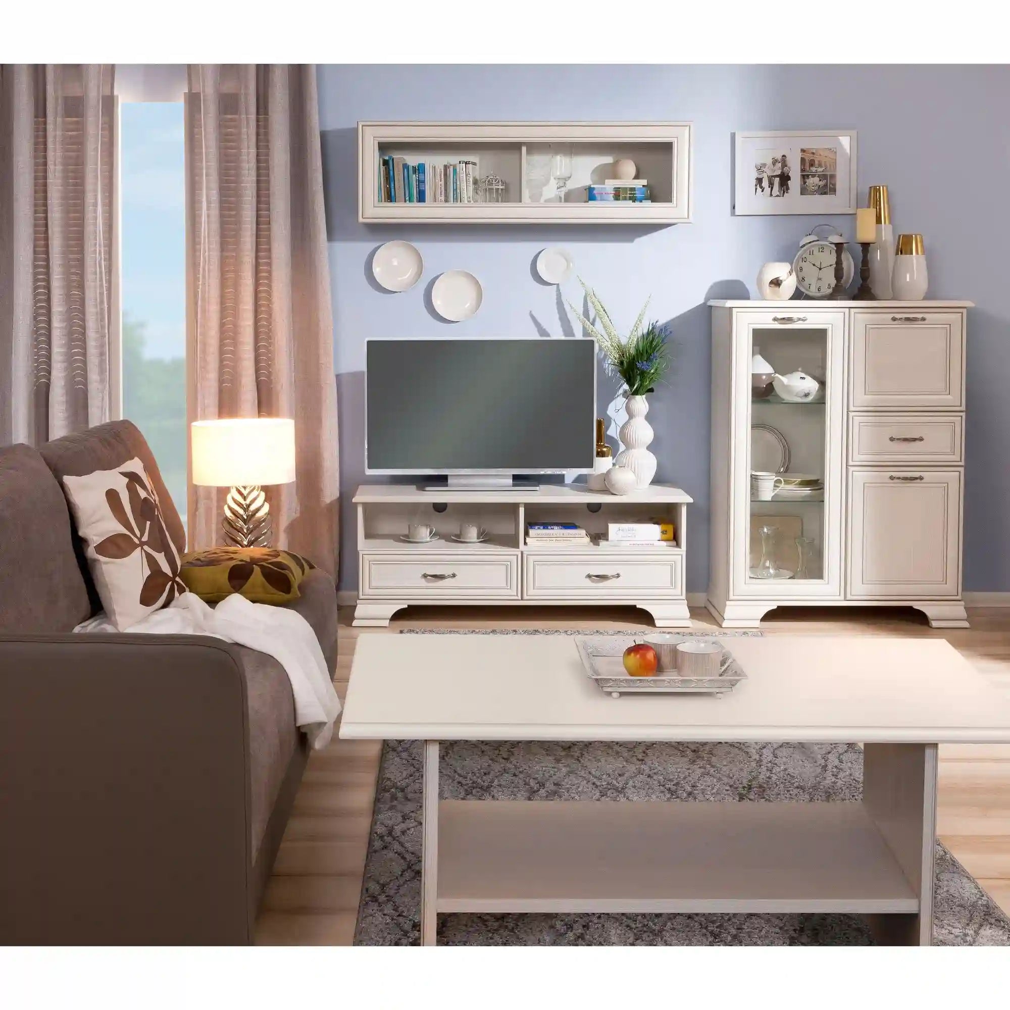 Masuta cafea VIENNA OCN-28150, alb vintage