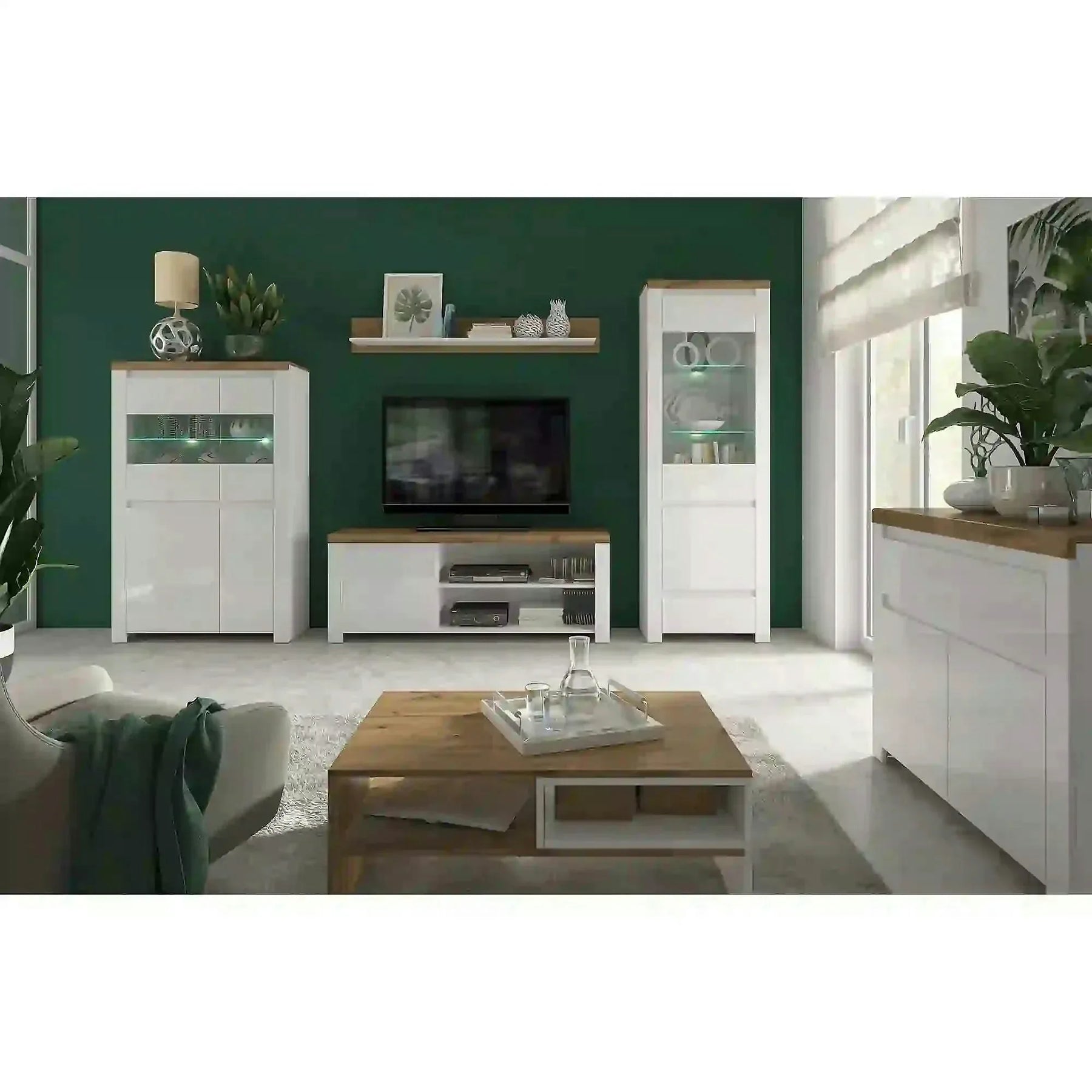 Masuta cafea Vigo, PAL laminat/muchie ABS, stejar wotan/alb, 90×60×36 cm