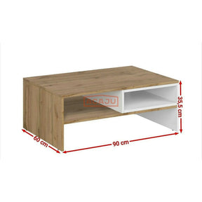 Masuta cafea Vigo, PAL laminat/muchie ABS, stejar wotan/alb, 90×60×36 cm