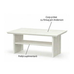 Masuta de cafea living IRYS, pin alb anderson, PAL laminat, 120x66x51 cm