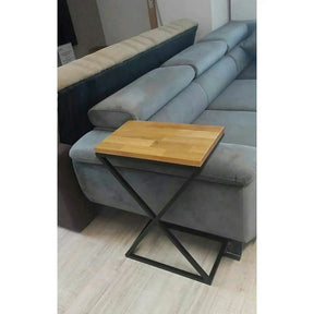 Masuta DOTI, MDF/furnir/metal, stejar/negru, 51×31×71 cm