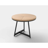 Măsuță rotundă din stejar auriu cu picioare negre, ideală pentru living – primabucata