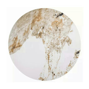 Masuta NAPA A, ceramica/metal, alb cu efect de marmura/nuc/auriu, 70×70×43 cm