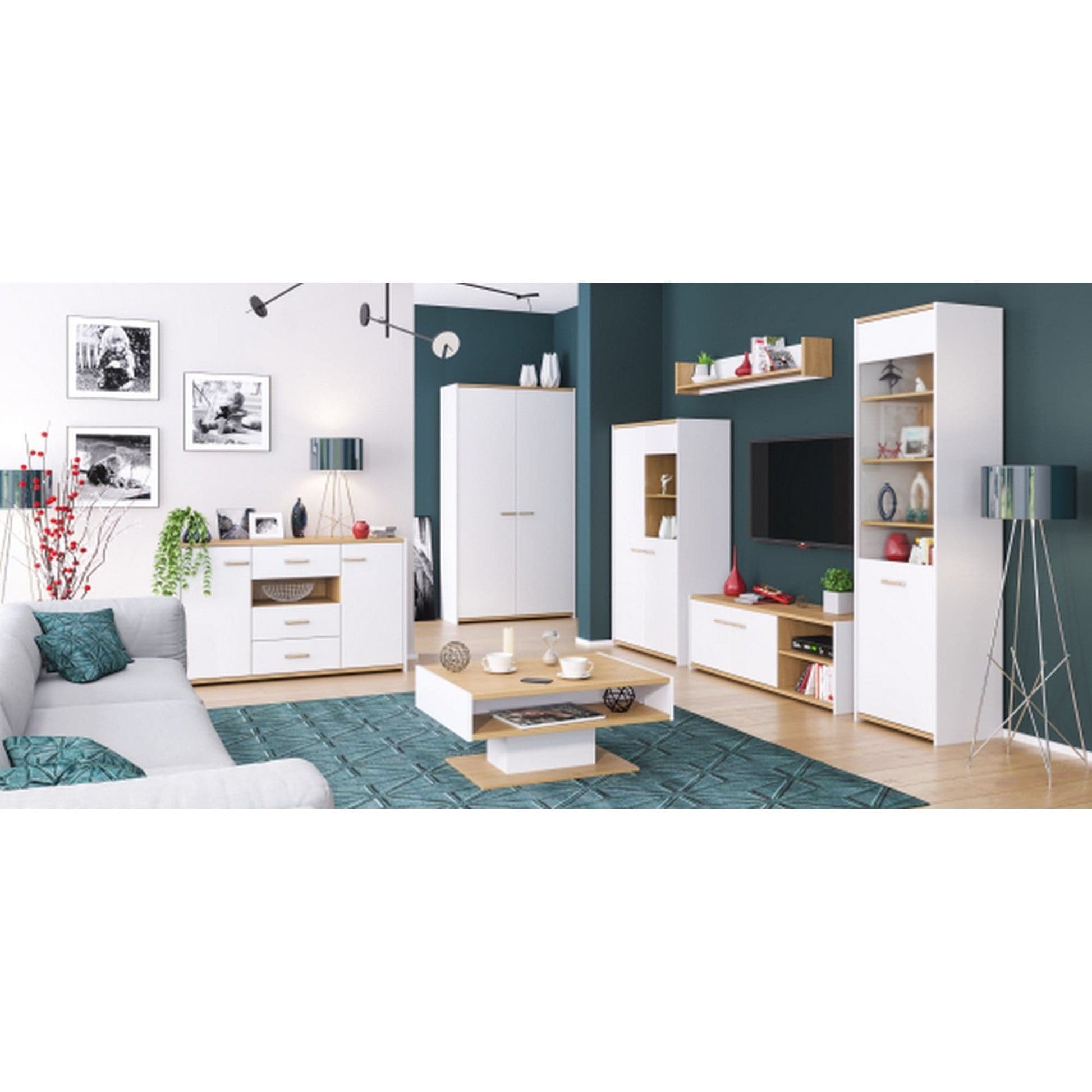 Masuta ADAM, stejar/alb, 89x65x41 cm