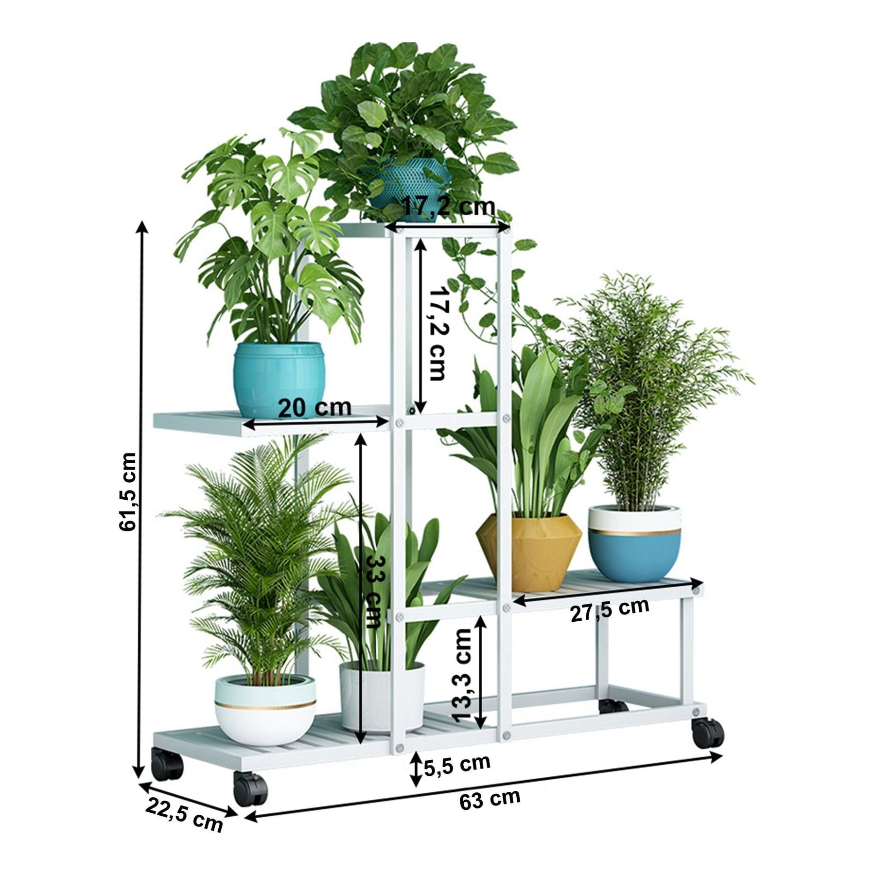 Raft MAVERO, alb, metal, multifunctional, 63x22.5x61.5 cm