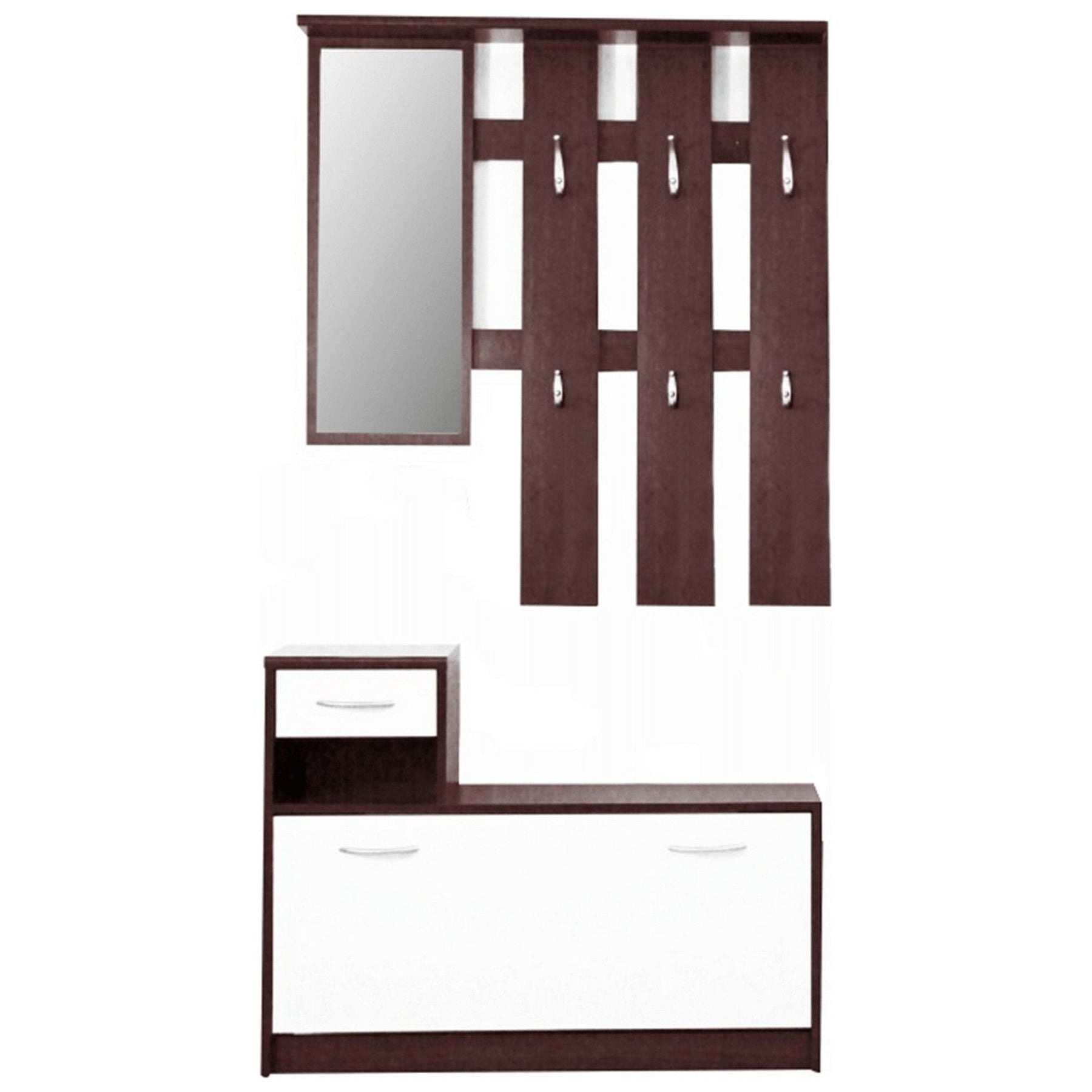 Mobilier hol MECKI, wenge/alb, 100x26x190 cm