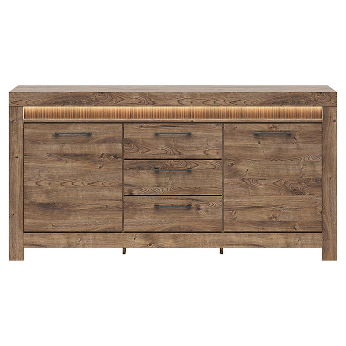 Comoda Torin cu 3 sertare si 2 usi, stejar, 135X87X50 cm