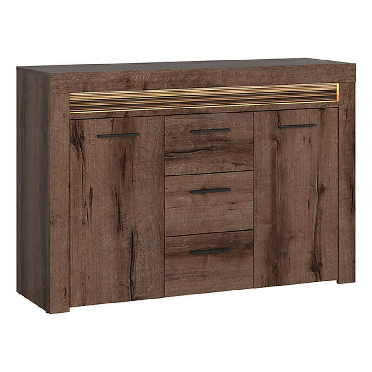 Comoda Baylar cu 3 sertare si 2 usi, stejar, 42.5x135x92.5 cm