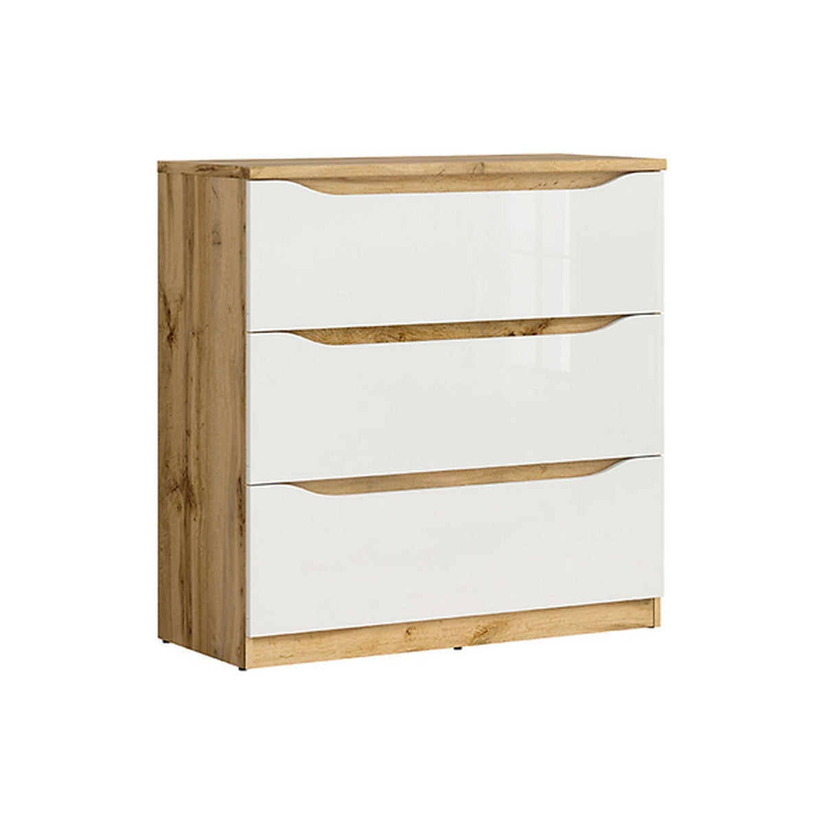 Comoda Nuis cu 3 sertare, alb lucios, 40X90X92 cm