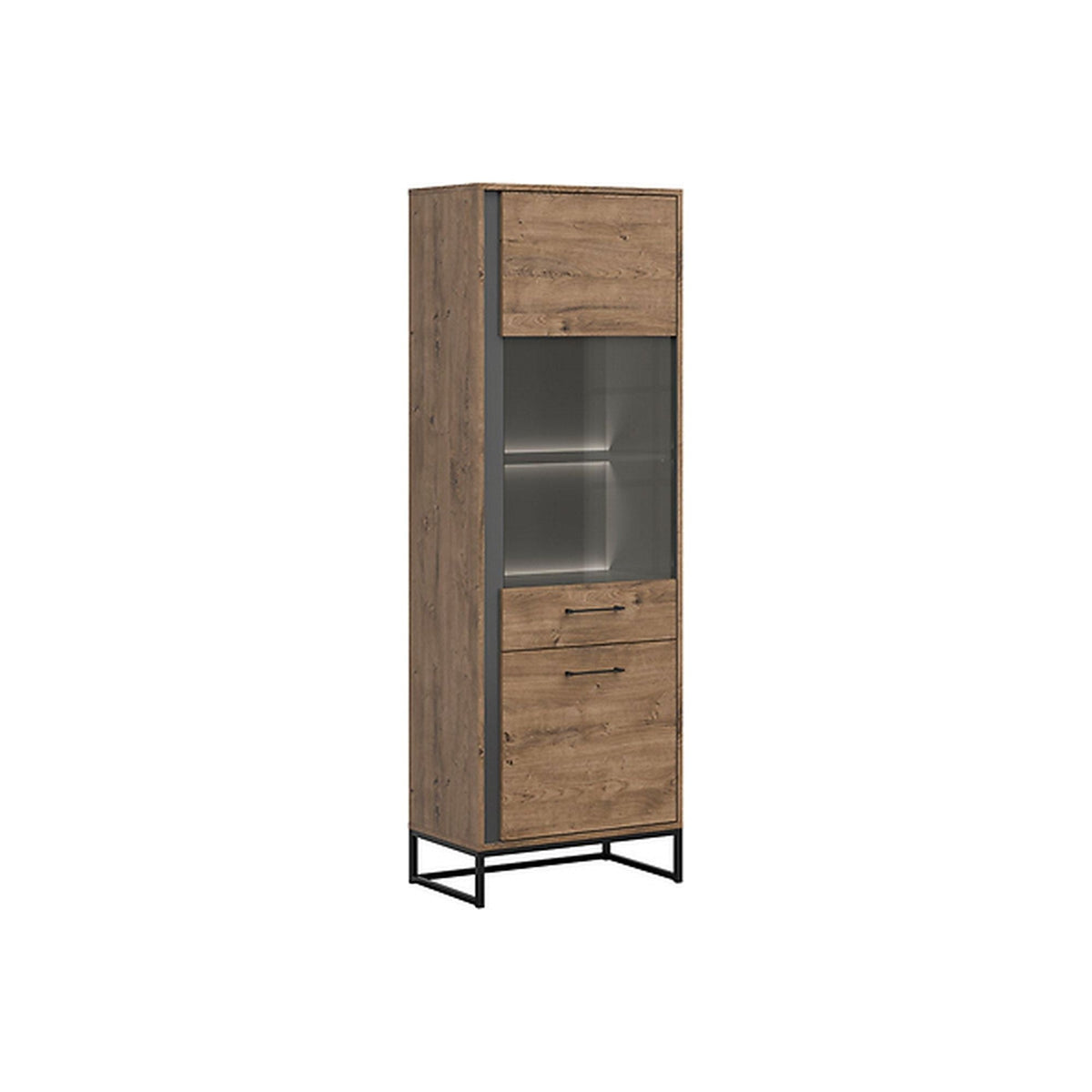 Vitrina Luton cu deschidere pe dreapta, grafit/ stejar ribbeck maro, 40x67x197.5 cm