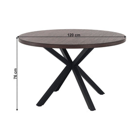 Masa MEDOR, stejar inchis/negru, metal, 120x120x76 cm