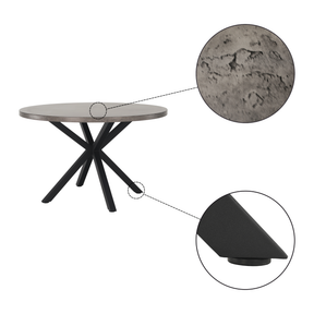 Masa MEDOR, gri carbon/negru, metal, 120x120x76 cm