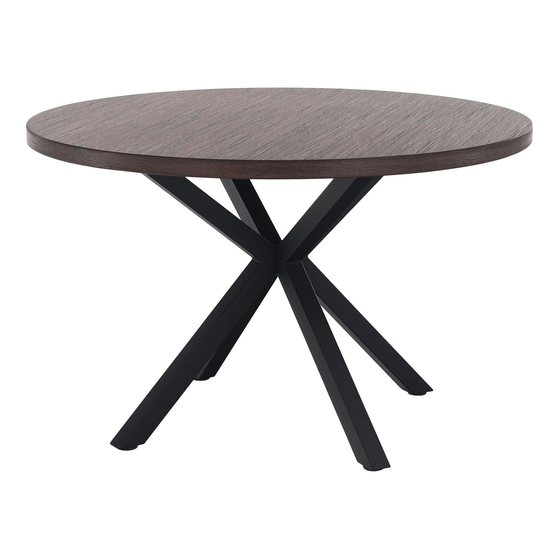 Masa MEDOR, stejar inchis/negru, metal, 120x120x76 cm