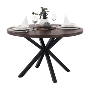 Masa MEDOR, stejar inchis/negru, metal, 120x120x76 cm