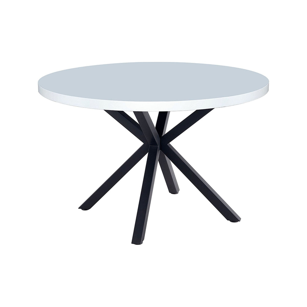 Masa MEDOR, alb mat/negru, metal, 120x120x76 cm
