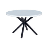 Masa MEDOR, alb mat/negru, metal, 120x120x76 cm
