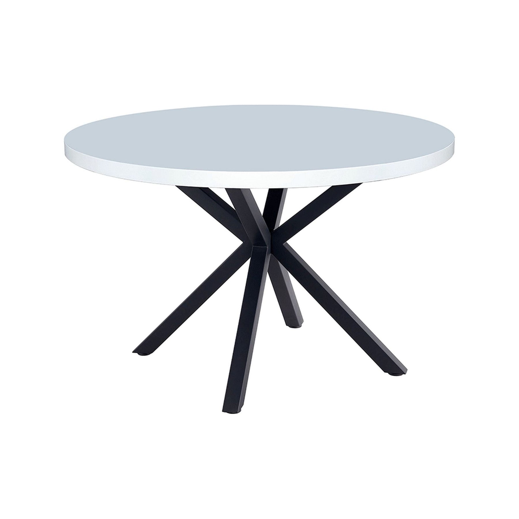 Masa MEDOR, alb mat/negru, metal, 120x120x76 cm