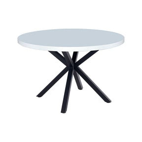Masa MEDOR, alb mat/negru, metal, 120x120x76 cm