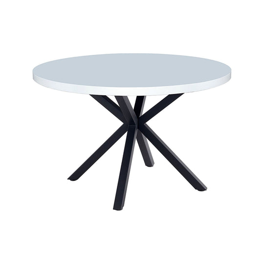 Masa MEDOR, alb mat/negru, metal, 120x120x76 cm