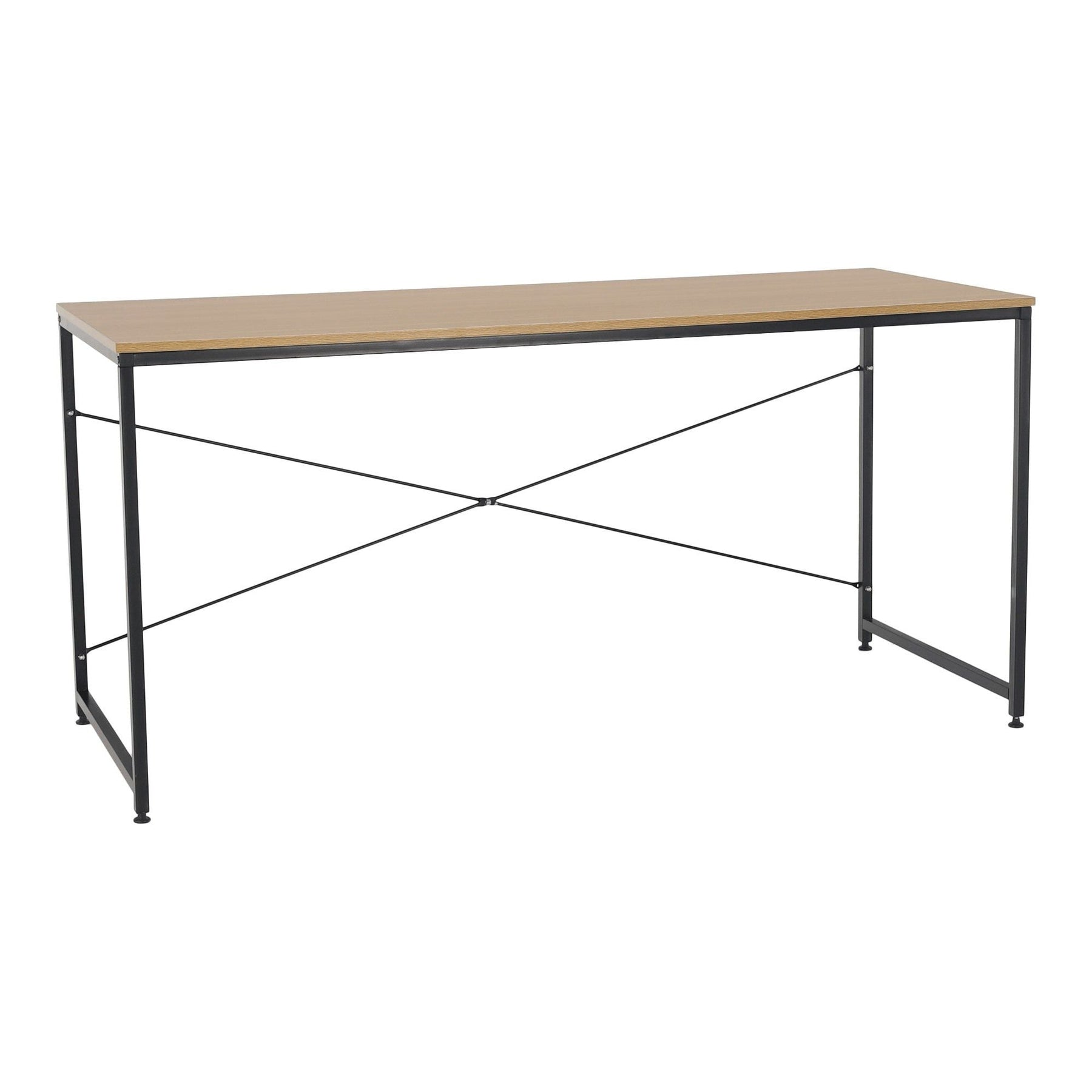 Masa birou MELLORA, stejar/negru, DTD/metal, 150x60x72 cm