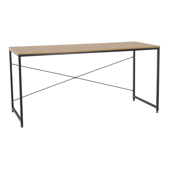 Masa birou MELLORA, stejar/negru, DTD/metal, 150x60x72 cm