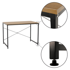 Masa birou MELLORA, stejar/negru, DTD/metal, 100x60x72 cm