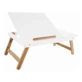 Masa plianta pentru laptop MELTEN, alb, bambus, 59x34.5x22 cm