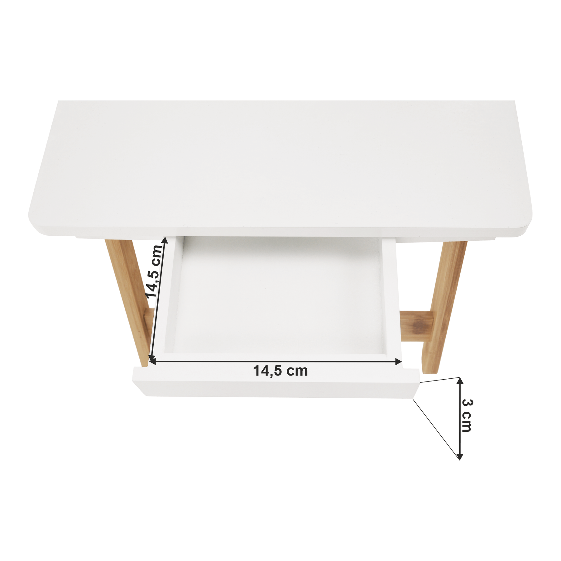 Masa plianta pentru laptop MELTEN, alb, bambus, 59x34.5x22 cm