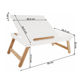 Masa plianta pentru laptop MELTEN, alb, bambus, 59x34.5x22 cm
