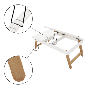 Masa plianta pentru laptop MELTEN, alb, bambus, 59x34.5x22 cm