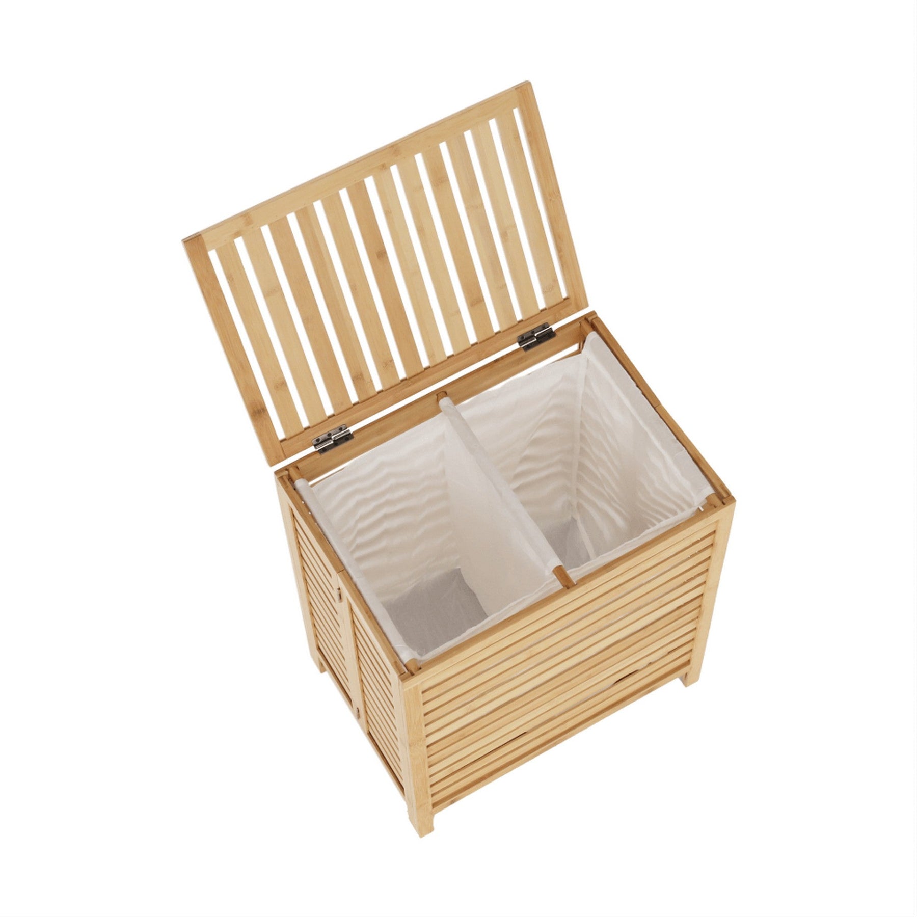 Cos de rufe MENORK, bambus natural/alb, 50x35x60 cm