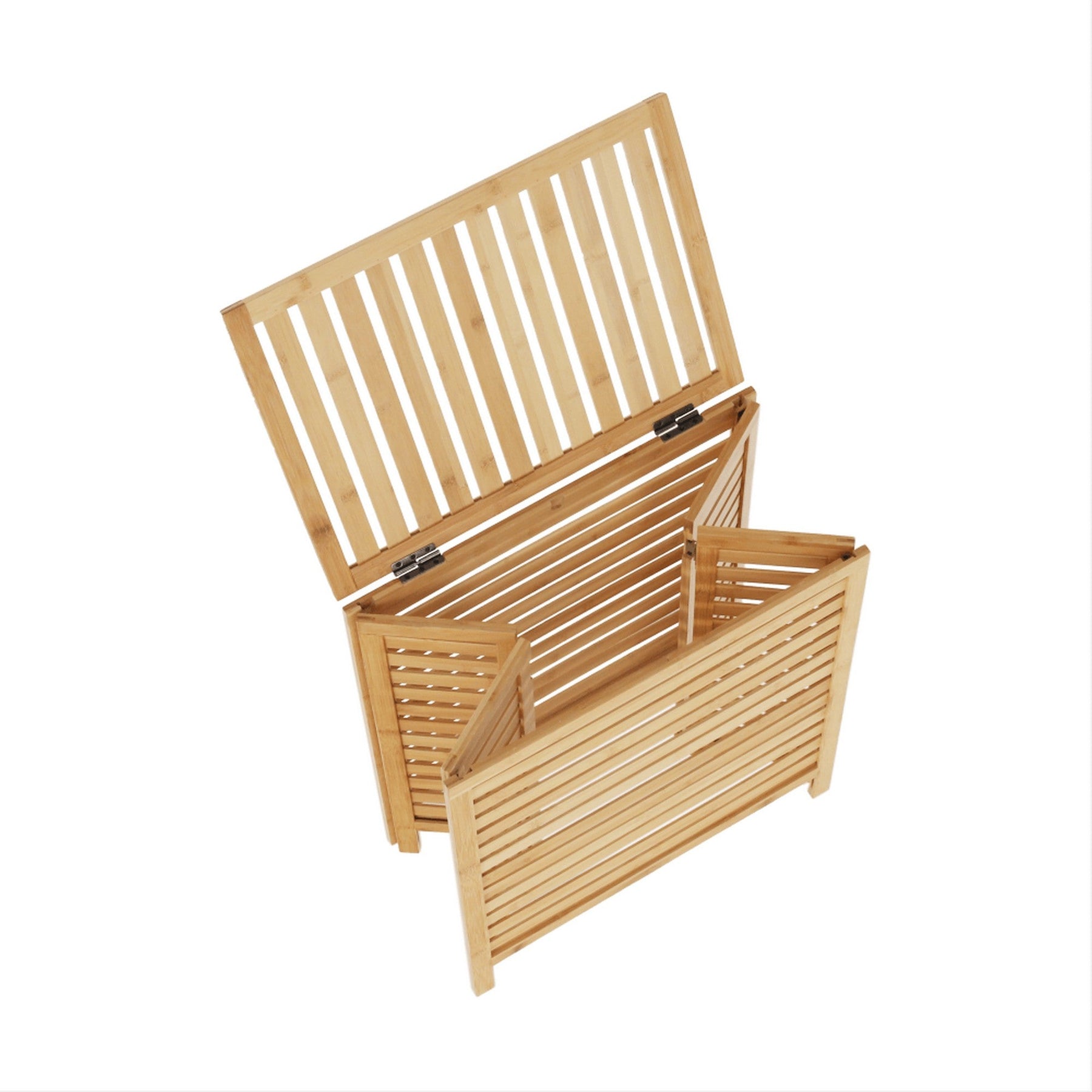 Cos de rufe MENORK, bambus natural/alb, 50x35x60 cm