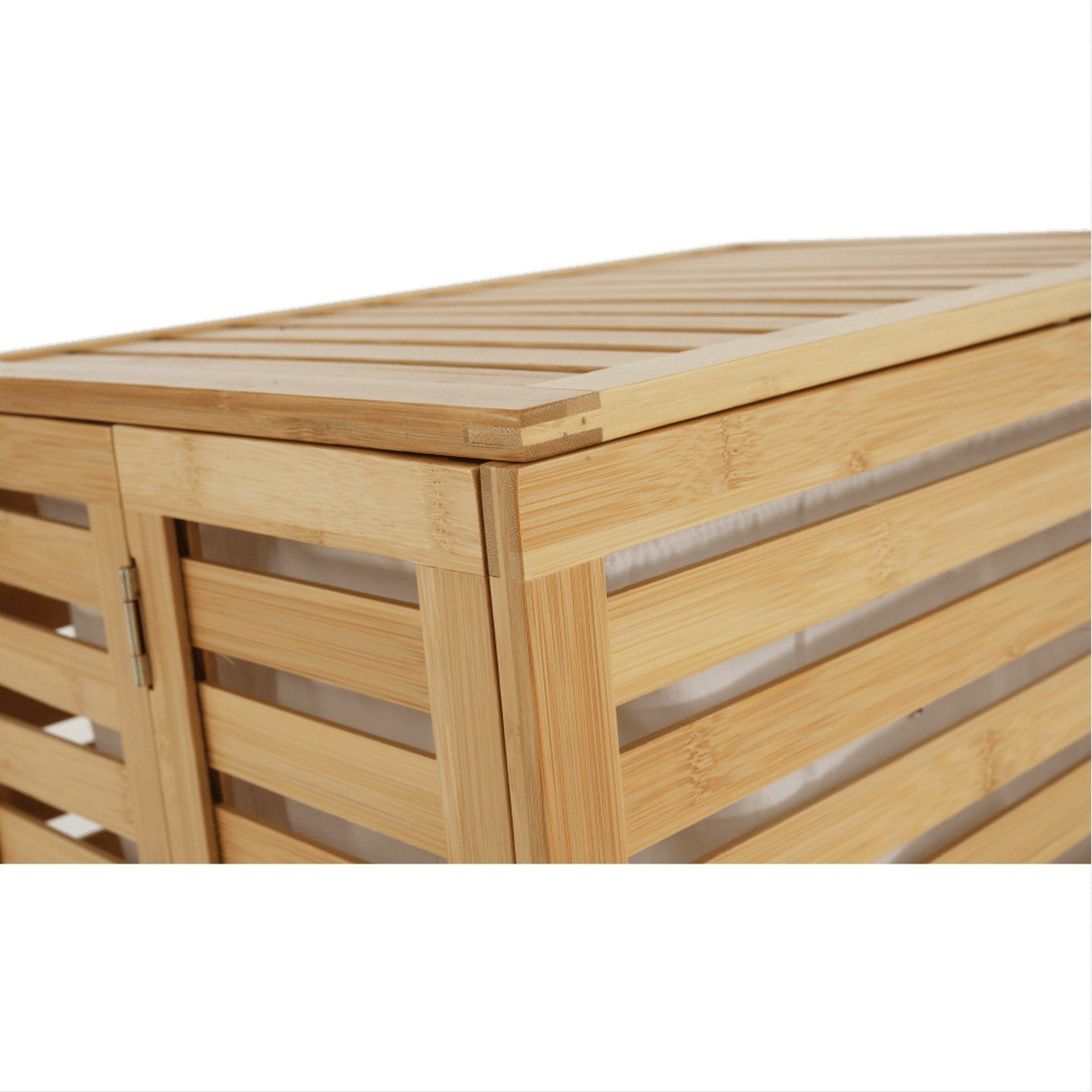 Cos de rufe MENORK, bambus natural/alb, 50x35x60 cm