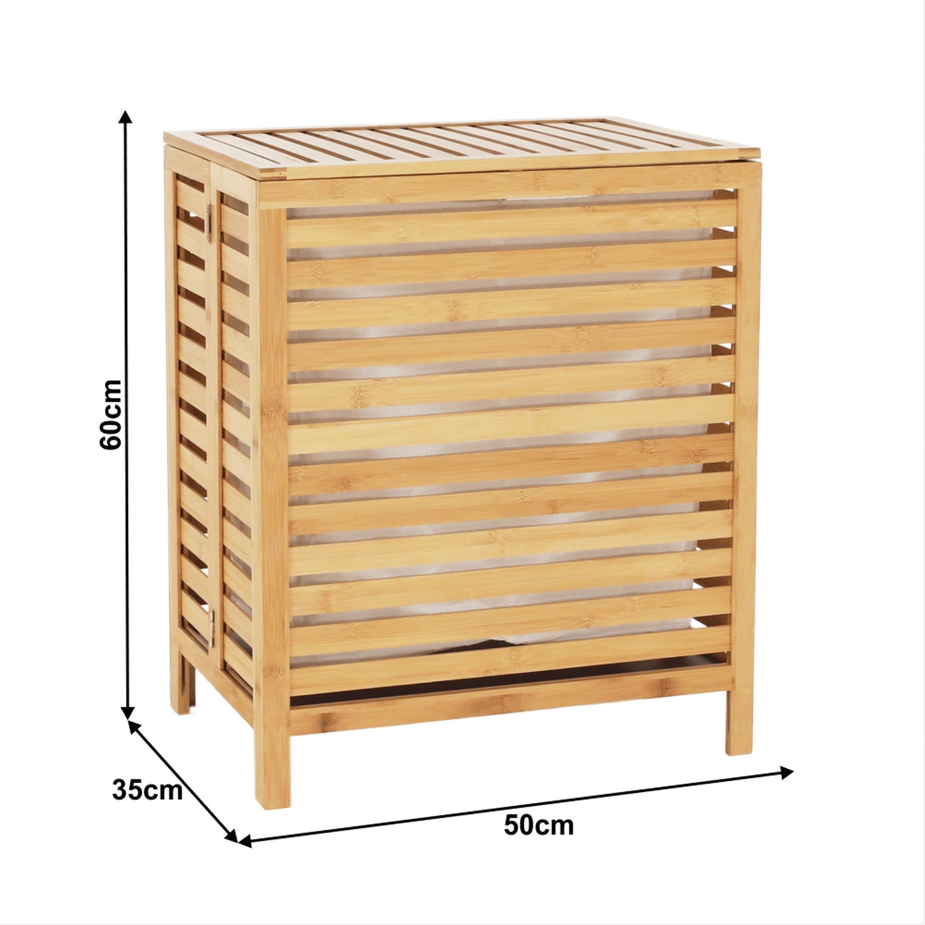 Cos de rufe MENORK, bambus natural/alb, 50x35x60 cm