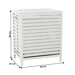 Cos de rufe MENORK, alb, bambus/material textil, 50x35x60 cm