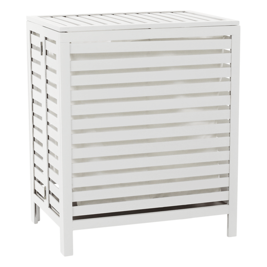 Cos de rufe MENORK, alb, bambus/material textil, 50x35x60 cm