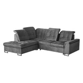 Coltar extensibil ARAGON, sezlong stanga, stofa catifelata gri - Voss 15, cu lada depozitare, 270x230x150 cm
