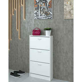 Pantofar MOBI 13, alb, DTD laminat, 3 usi, 58x18x107 cm
