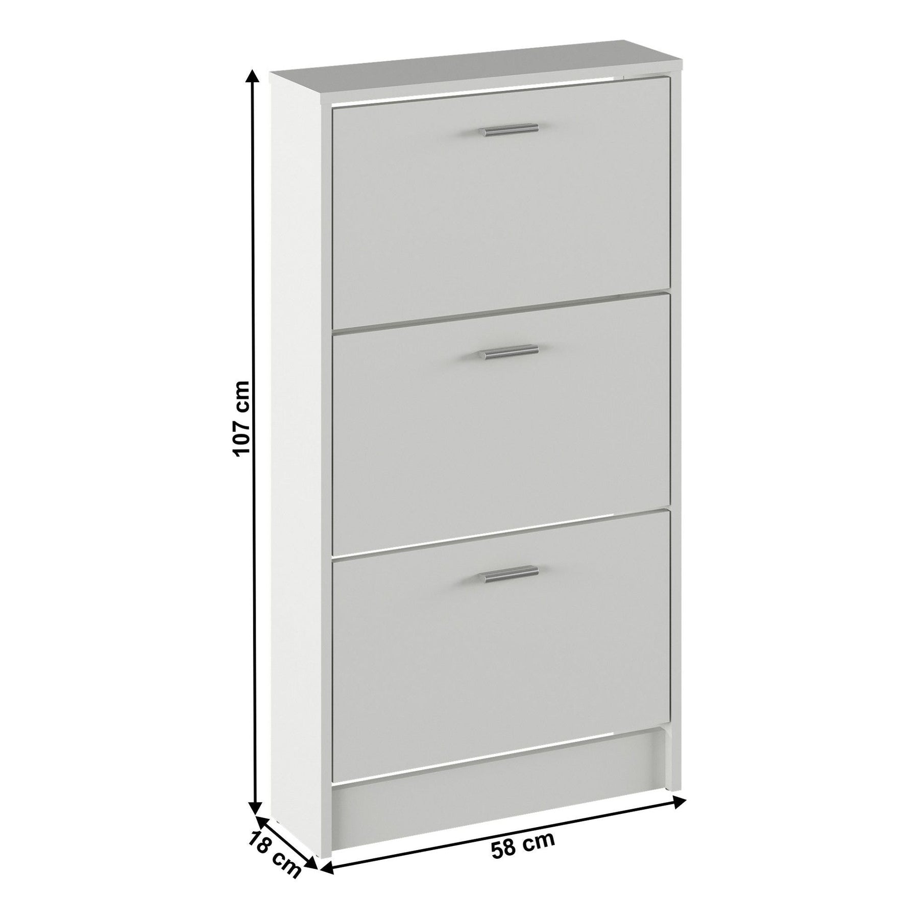 Pantofar MOBI 13, alb, DTD laminat, 3 usi, 58x18x107 cm