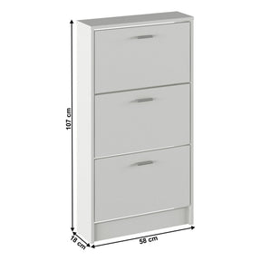 Pantofar MOBI 13, alb, DTD laminat, 3 usi, 58x18x107 cm