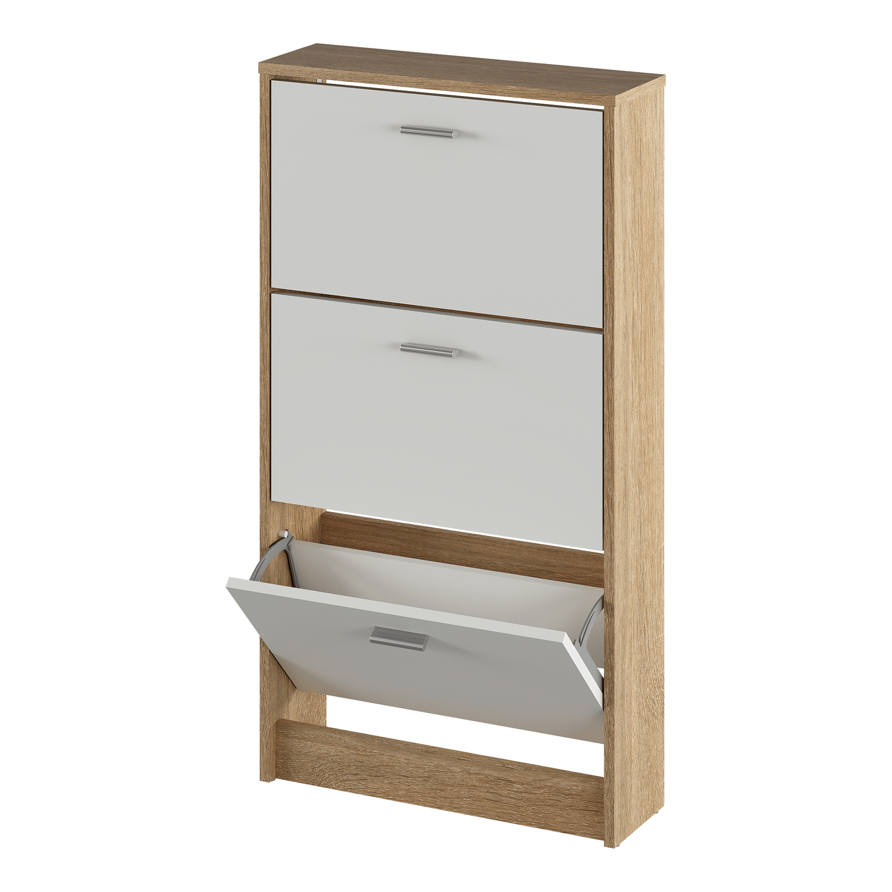 Pantofar MOBI 13, stejar sonoma/alb, 3 usi, 58x18x107 cm