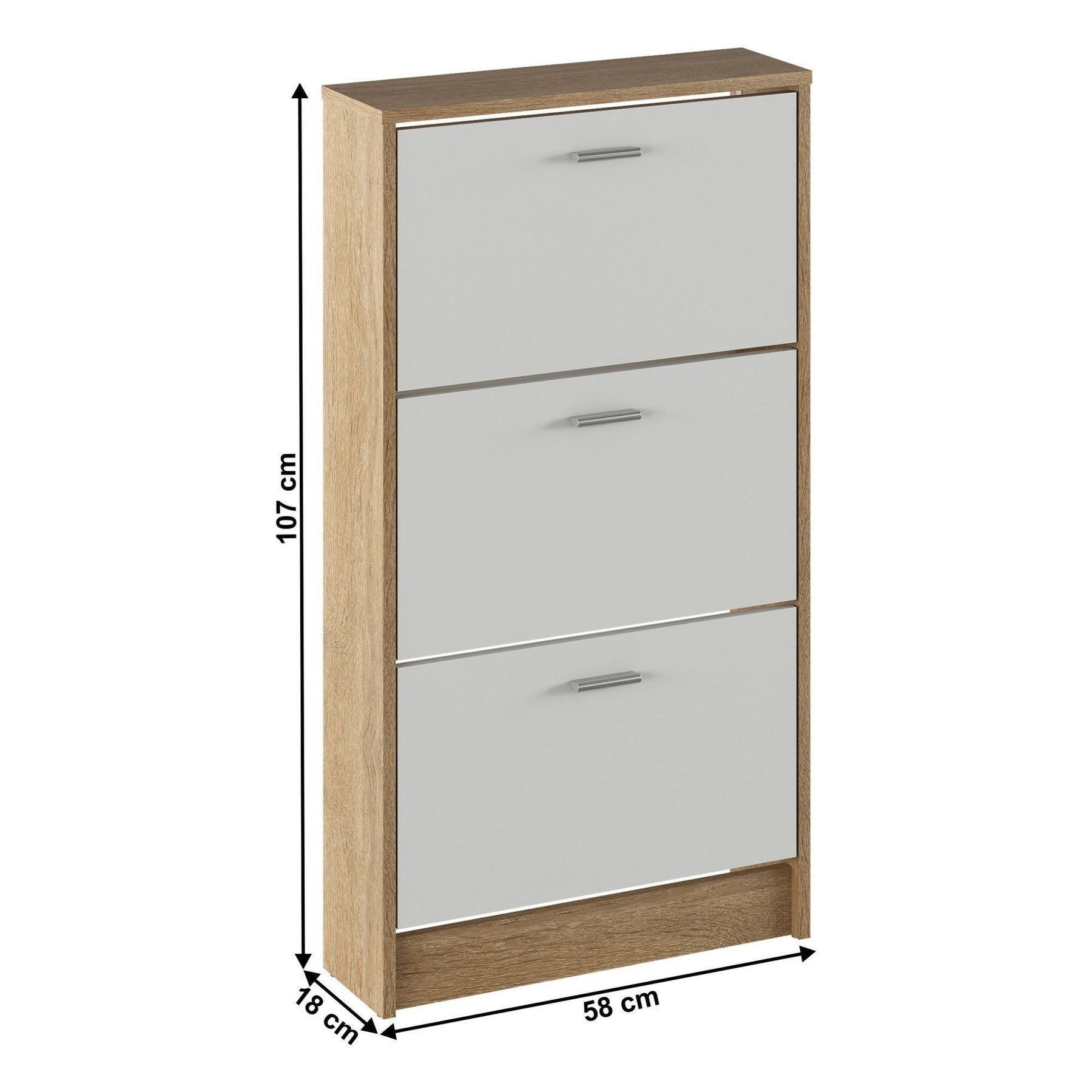 Pantofar MOBI 13, stejar sonoma/alb, 3 usi, 58x18x107 cm
