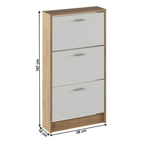 Pantofar MOBI 13, stejar sonoma/alb, 3 usi, 58x18x107 cm
