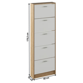 Pantofar MOBI 15, stejar sonoma/alb, DTD laminat, 58x18x170.2 cm