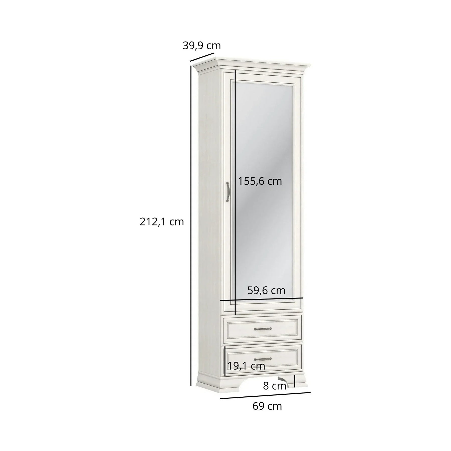 Mobila hol clasica TIFFANY II, PAL laminat/MDF/metal, grej