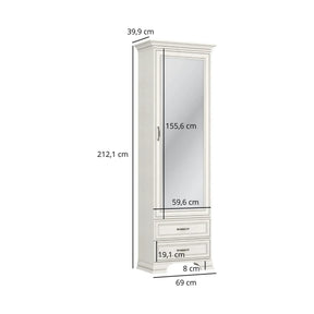 Mobila hol clasica TIFFANY II, PAL laminat/MDF/metal, grej